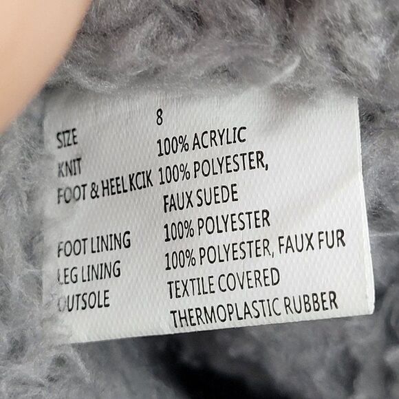 Muk Luks Boots 8 Gray Short Rib‎ Knit Double Buckle Vegan Faux Suede Pull On - Picture 3 of 11